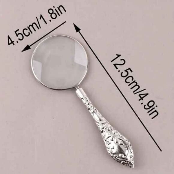 Silver Embossed Handle Magnifying Glass - Picture 3 of 4